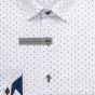 Pánská košile AMJ bavlněná, bílá s béžovými tečkami VDBR1414, dlouhý rukáv (regular + slim-fit + prodloužený slim-fit)