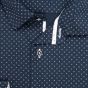 Pánská košile AMJ bavlněná, tmavě modrá s bílými čárkovanými puntíky VDBR1415, dlouhý rukáv (regular + slim-fit + prodloužený slim-fit)