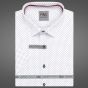 Pánská košile AMJ bavlněná, bílá, modré a červené kosočtverce, VKBR1379, krátký rukáv, (regular + slim fit)