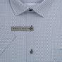 Pánská košile AMJ bavlněná, bílá, tmavě modře síťovaná, VKBR1431, krátký rukáv, (regular + slim fit)