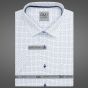 Pánská košile AMJ bavlněná, bílá, modré čárky, VKBR1442, krátký rukáv, (regular + slim fit)