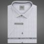 Pánská košile AMJ bavlněná, světle šedá s puntíky / tečkami, VKBR1444, krátký rukáv, (regular + slim fit)