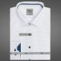 Pánská košile AMJ bavlněná, světle modrá s dvojitými bílými vlnkami, VDBR1257, dlouhý rukáv (regular + slim-fit)