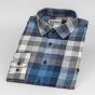 Pánská košile GREED flanelová, modro-béžová károvaná SDF384, dlouhý rukáv, regular fit