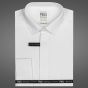 Pánská košile AMJ na manžetové knoflíčky, bílá s vytkávaným vzorem VDSA001MK, dlouhý rukáv, slim fit