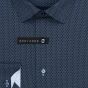 Pánská košile Lui Bentini, tmavě modrá s bílými vlnkami s tečkami LDS243, dlouhý rukáv, slim fit