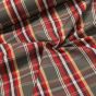 Potahové akrylové plátno (dralon, teflon) na zahradní nábytek, khaki-červeno-žluté káro, š.140cm (látka v metráži)