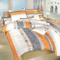 Povlečení ATELIÉR ORANŽOVÝ, pruhované s ornamenty, krep, 140x200cm + 70x90cm