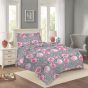 Povlečení NELA 31 DANA, růžové růže na šedé, bavlna hladká, 140x200cm + 70x90cm 