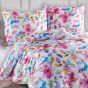 Povlečení VIBRANCE, barevné květy, růžové, bavlněný satén, 140x200cm + 70x90cm