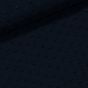 Šatovka polyesterová / šifon tmavě modrá, vytkávané puntíky, š.140cm (látka v metráži)