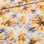 Šatovka / polyesterové hedvábí 2529D oranžovo-šedé aqua listy, š.140cm (látka v metráži)