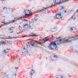 Šatovka / polyesterové hedvábí 7147/05 extra tisk, bílo-modro-růžové růže, š.150cm (látka v metráži)