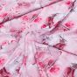 Šatovka / polyesterové hedvábí EXTRA TISK 7100/09, ginko na růžové, š.150cm (látka v metráži)