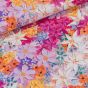Šatovka viskózová 5343-001, oranžové a růžové květiny, š.140cm (látka v metráži)