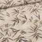 Směsové plátno COSTARICA ŠEDÁ, bambusové listy na béžové, š.140cm (látka v metráži)