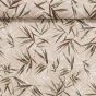 Směsové plátno COSTARICA ŠEDÁ, bambusové listy na béžové, š.140cm (látka v metráži)