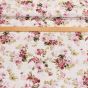 Směsové plátno ELIANA ROSE bílé a červené růže na béžové, š.140cm (látka v metráži)