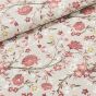 Směsové plátno EVA ČERVENÁ, květy na režné, š.140cm (látka v metráži)