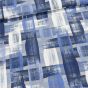 Směsové plátno LONETA, modré káro, š.140cm (látka v metráži)