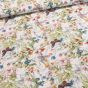 Směsové plátno SPRING GREEN, motýli s květinami, zelená, š.140cm (látka v metráži)
