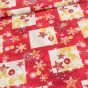 Směsové plátno vánoční CH25-001, červeno-béžový vánoční motiv , š.140cm (látka v metráži)
