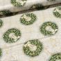 Směsové plátno vánoční GOLD 22383-1001, zelené věnečky, zlatý lurex, š.150cm (látka v metráži)