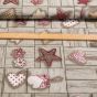 Směsové plátno vánoční RUDOLPH, šité látkové vánoční ozdoby na dřevě, béžová, š.140cm (látka v metráži)