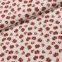 Směsové plátno vánoční VIXEN červená srdíčka na béžové s vločkami, š.140cm (látka v metráži)