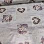 Ubrus PVC s textilním podkladem 115-1, krajka a srdce na dřevě, šedá, š.140cm (metráž)