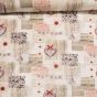 Ubrus PVC s textilním podkladem 4E2/03 srdce a kopretiny na dřevě, béžová, š.140cm (metráž)