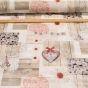 Ubrus PVC s textilním podkladem 4E2/03 srdce a kopretiny na dřevě, béžová, š.140cm (metráž)