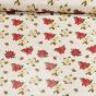 Ubrus PVC s textilním podkladem vánoční N49/01 béžová a červená vánoční růže, š.140cm (metráž)