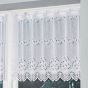 Vitrážová záclona žakarová 18534, lístečky, s bordurou, bílá (více výšek, v metráži)