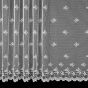 Žakárová záclona V127 vyšívané větvičky, s bordurou, bílá (více výšek, v metráži)