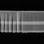 Vitrážová záclona, polyesterový batist V309 vyšívaný proužek s vlnkou, s bordurou, bílá (více výšek, v metráži)
