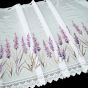 Žakárová vitrážová záclona LEVANDULE TISK, levandule fialová, bílá, s bordurou (více výšek, v metráži)