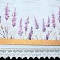 Žakárová vitrážová záclona LEVANDULE TISK, levandule fialová, bílá, s bordurou (více výšek, v metráži)