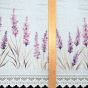 Žakárová vitrážová záclona LEVANDULE TISK, levandule fialová, bílá, s bordurou (více výšek, v metráži)