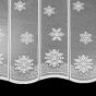 Žakárová vitrážová záclona VLOČKY 36310, zimní, vánoční vzor s bordurou, bílá (více výšek, v metráži)