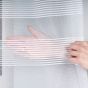 Žakárová záclona MELANIE 282 proužky, s bordurou a olůvkem, bílá (více výšek, v metráži)