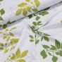 Zatemňovací / termoizolační závěs, blackout 10008/03 zelené listy na bílé, šířka 150cm (látka v metráži)