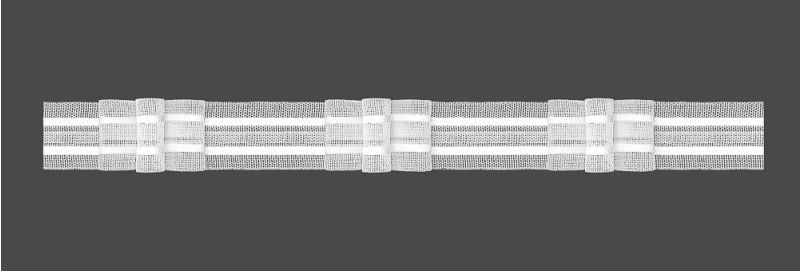 Záclonová řasící páska, stuha 5.25.300.4, tři sklady, řasení 1:3, transparentní, šířka 2,5cm (v metráži)