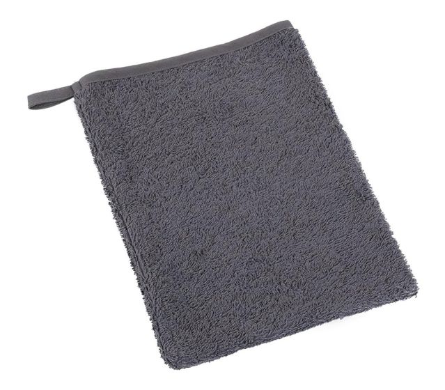 Koupelnová mycí žínka 23/42, bavlněné froté, jednobarevná tmavě šedá, 17x25cm