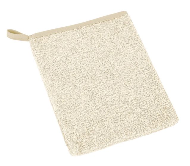 Koupelnová mycí žínka 23/16, bavlněné froté, jednobarevná béžová, 17x25cm
