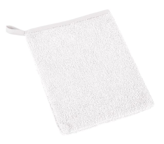 Koupelnová mycí žínka 23/01, bavlněné froté, jednobarevná bílá, 17x25cm
