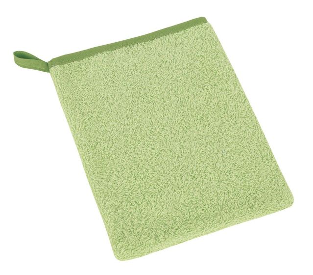 Koupelnová mycí žínka 23/52, bavlněné froté, jednobarevná olivově zelená, 17x25cm