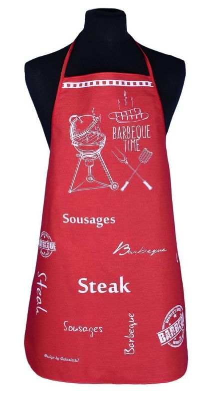 Kuchyňská zástěra BARBEQUE TIME, červená, 63x80cm