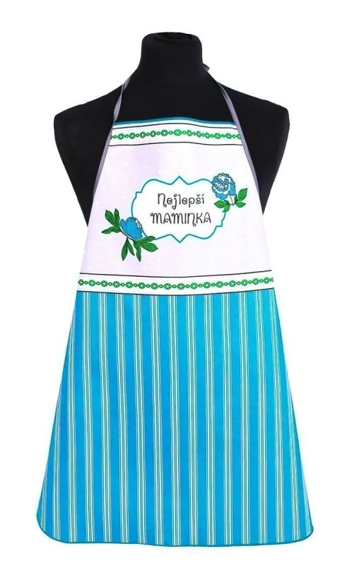 Kuchyňská zástěra EXCLUSIVE nejlepší maminka, tyrkysová