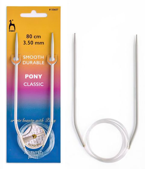 Pletací jehlice PONY 50607, hliníkové, kruhové, 1 kus, délka 80cm, velikost 3,5mm